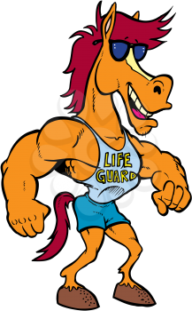 Royalty Free Clipart Image of a Lifeguard Horse