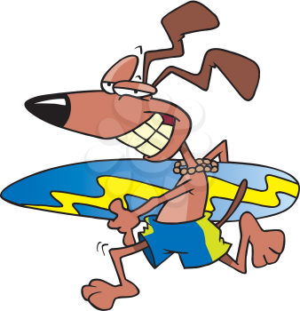 Royalty Free Clipart Image of a Surfing Dog