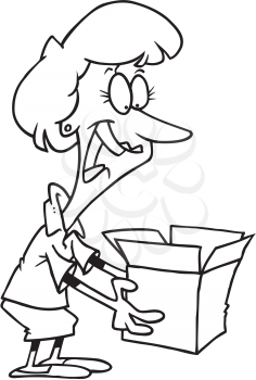 Royalty Free Clipart Image of a Woman Opening a Surprise