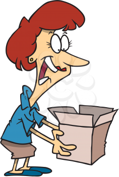 Royalty Free Clipart Image of a Woman Opening a Surprise