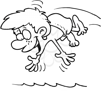 Royalty Free Clipart Image of a Boy Diving