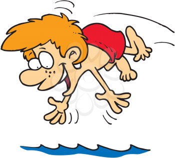 Royalty Free Clipart Image of a Boy Diving