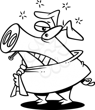 Royalty Free Clipart Image of a
Pig Sick with the Flu