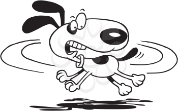 Royalty Free Clipart Image of a Dog Chasing Its Tail