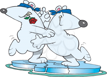 Royalty Free Clipart Image of Polar Bears Tangoing