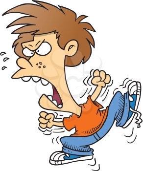 Royalty Free Clipart Image of a Boy Throwing a Temper Tantrum