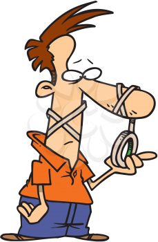 Royalty Free Clipart Image of a Man Wrapped in Tape