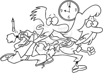 Royalty Free Clipart Image of Children Running Late