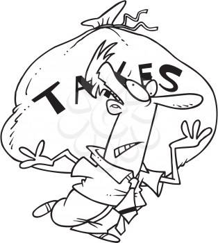 Royalty Free Clipart Image of a Man Burdened by Taxes