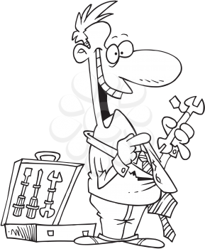 Royalty Free Clipart Image of a Tool Salesman