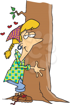Royalty Free Clipart Image of a Tree Hugger