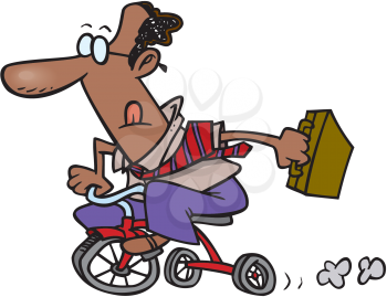 Royalty Free Clipart Image of a Man Riding a Trike