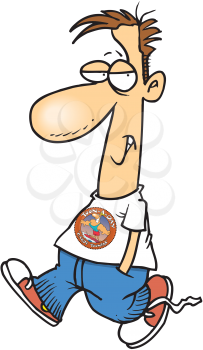 Royalty Free Clipart Image of a Man Wearing a Logo T-Shirt