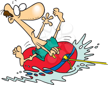 Royalty Free Clipart Image of a Man on a Dinghy