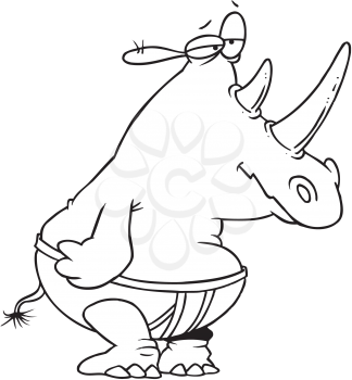 Royalty Free Clipart Image of a Rhino in Underwear