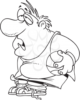 Royalty Free Clipart Image of an Overweight Man With a Basketball