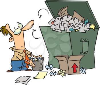 Royalty Free Clipart Image of a Man Looking at Garbage