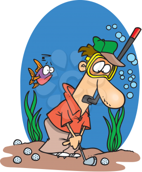 Royalty Free Clipart Image of a Golfer Under Water