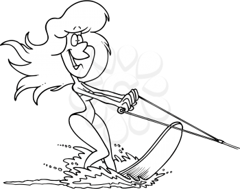 Royalty Free Clipart Image of a Woman Waterskiing
