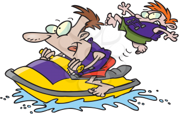 Royalty Free Clipart Image of People on a Seadoo