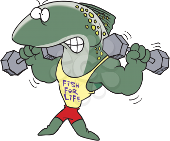 Royalty Free Clipart Image of a Fish With Weights