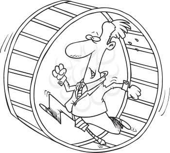 Royalty Free Clipart Image of a Man in a Wheel