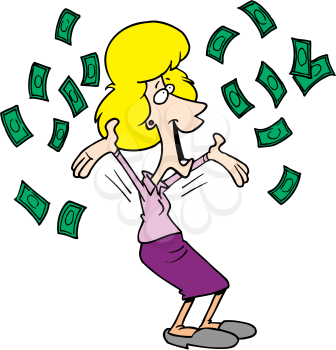 Royalty Free Clipart Image of a Woman Throwing Money