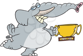 Royalty Free Clipart Image of an Elephant With a Trophy