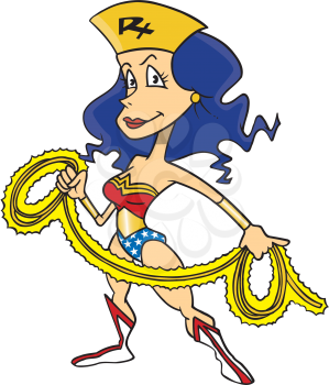 Royalty Free Clipart Image of a Wonder Woman Nurse