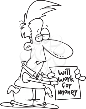 Royalty Free Clipart Image of a Man in Need of Work
