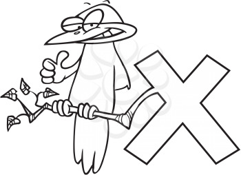 Royalty Free Clipart Image of a Bird and an X
