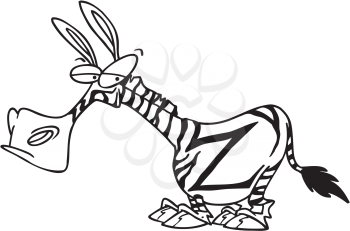 Royalty Free Clipart Image of a Zebra With a Z Stripe