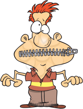 Royalty Free Clipart Image of a Man With a Zipped Mouth