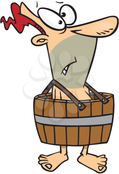 Royalty Free Clipart Image of a Man Wearing a Barrel