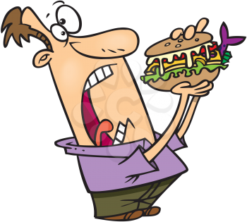 Royalty Free Clipart Image of a Man Eating