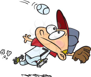 Royalty Free Clipart Image of a
Boy Baseball Player Catching a Ball