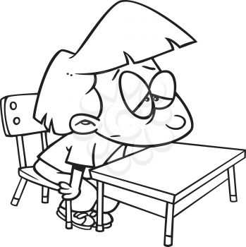 Royalty Free Clipart Image of a Bored Student