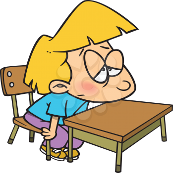 Royalty Free Clipart Image of a Bored Student