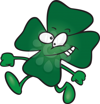 Royalty Free Clipart Image of a Running Four-Leaf Clover