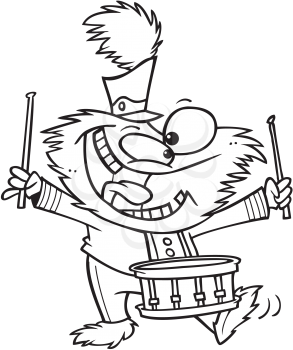 Royalty Free Clipart Image of a Creature Playing Drums