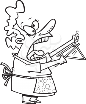 Royalty Free Clipart Image of a Woman Ringing a Dinner Bell
