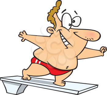 Royalty Free Clipart Image of a Man on a Diving Board