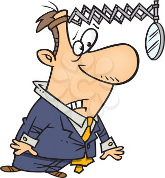Royalty Free Clipart Image of a Man With a Mirror On His Head