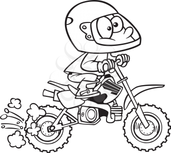 Royalty Free Clipart Image of a Kid on a Mini-Bike
