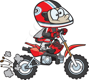 Royalty Free Clipart Image of a Kid on a Mini-Bike