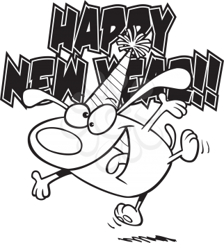 Royalty Free Clipart Image of a Happy New Year Dog