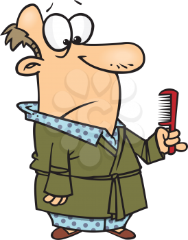 Royalty Free Clipart Image of a Bald Man With a Comb