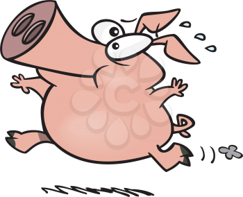 Royalty Free Clipart Image of a Running Pig