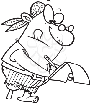 Royalty Free Clipart Image of a Nerdy Pirate With Glasses and a Notepad