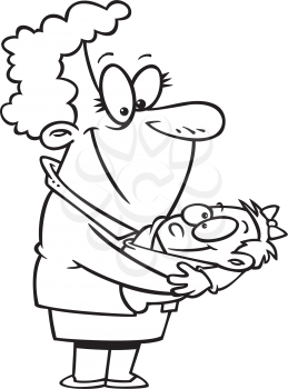 Royalty Free Clipart Image of a Proud Grandma and a Baby
